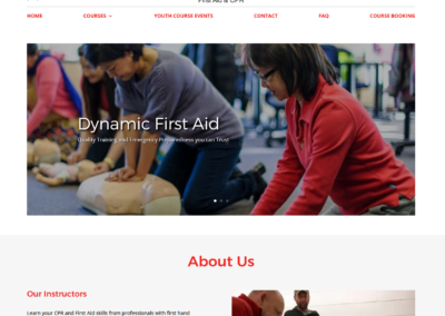 Homepage for dynamic first aid website
